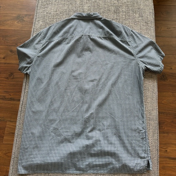 Vince Men’s Cotton SS Button-Up Teal/Navy Checked Shirt Size XL - Picture 3 of 4